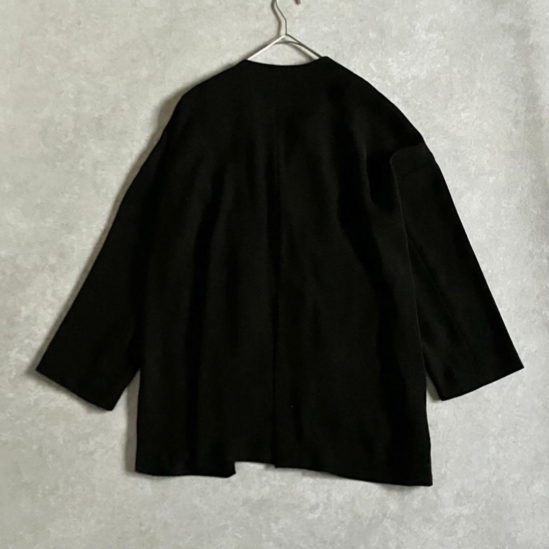 美品 ENFOLD 近年モデル ダブルクロスノーカラーコート ジャケット 黒