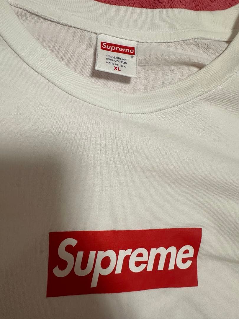 Supreme ホワイト ロゴ長袖カットソー