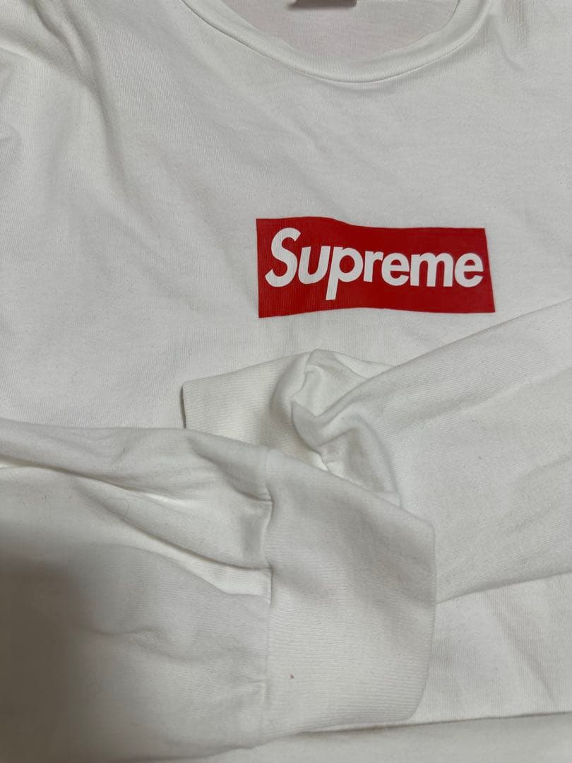 Supreme ホワイト ロゴ長袖カットソー