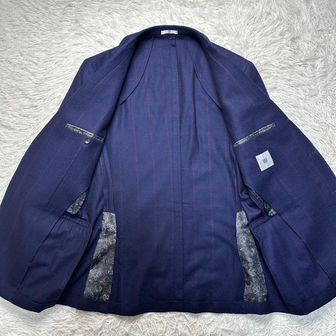 希少 極美品 スーツセレクト 3ピース ワインペン ウール100% ネイビーA6