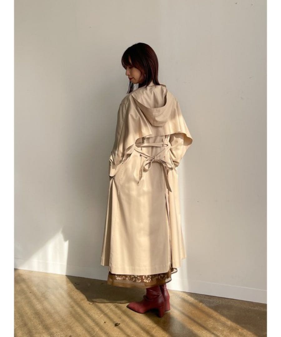 STRATA トレンチコート コート フード付きバックフレアヨークコート