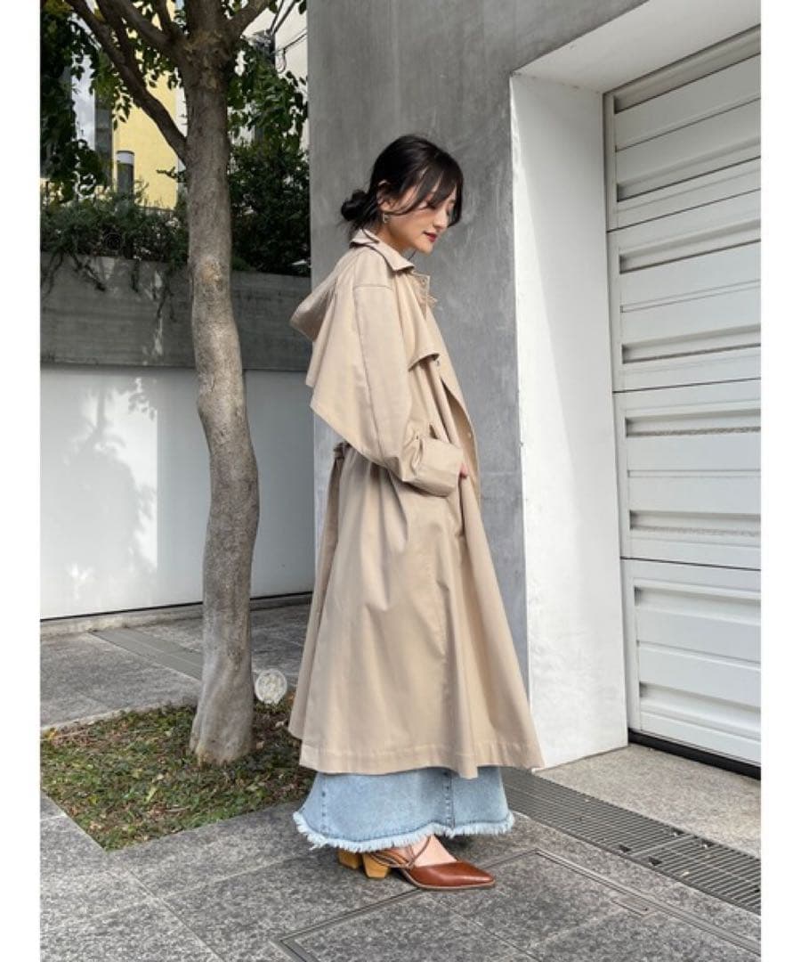 STRATA トレンチコート コート フード付きバックフレアヨークコート