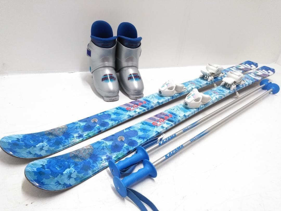 ジュニアスキー4点セット 男の子 B×B 138cm カザマ 21cm