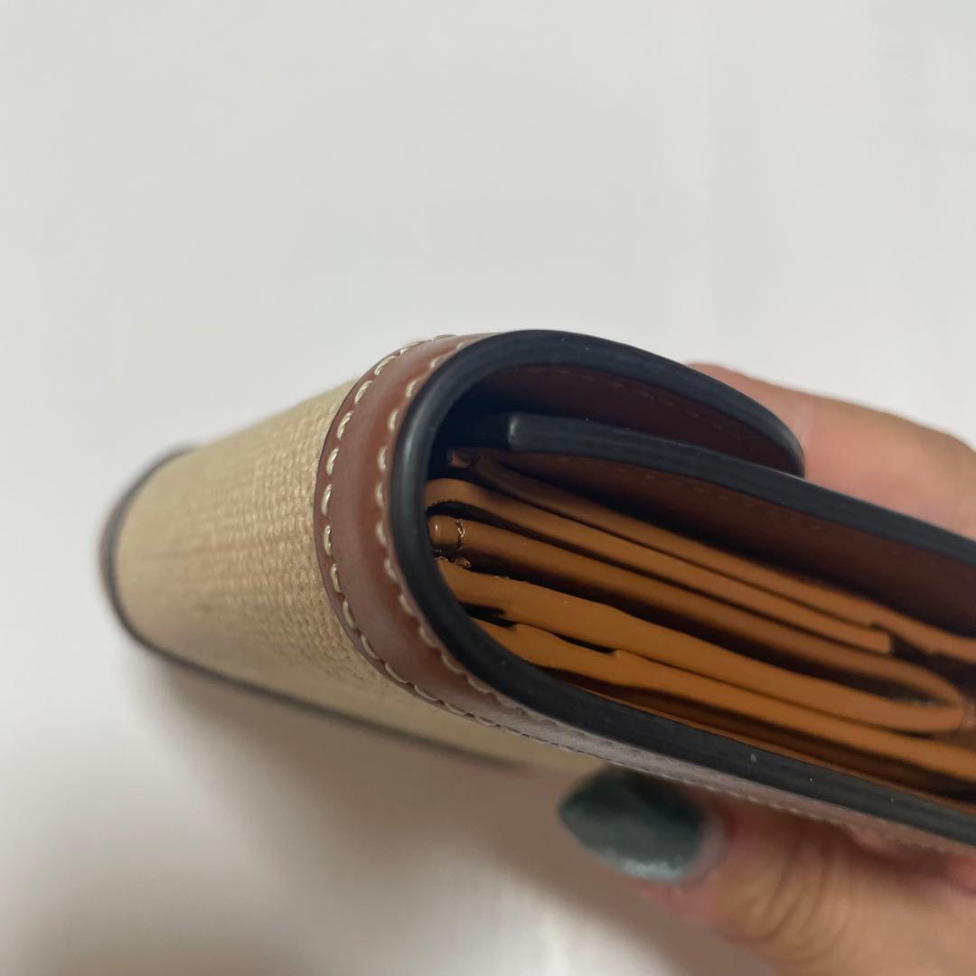 美品　セリーヌ　三つ折り財布　トリオンフ　キャンバスレザー　テキスタイル