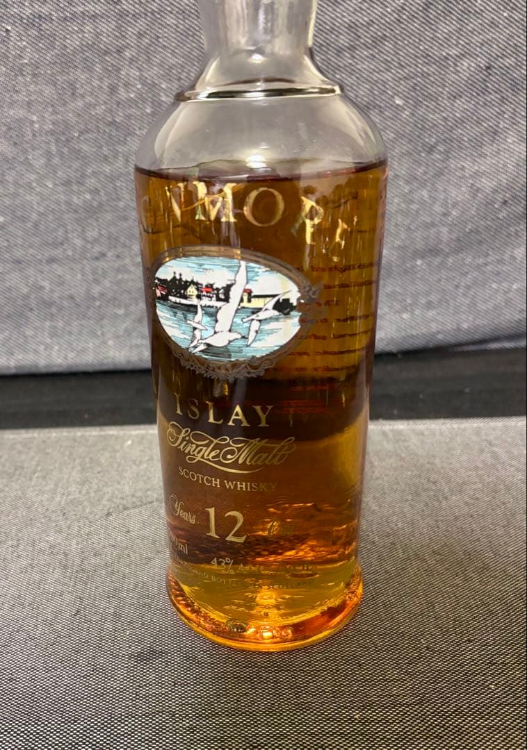 ボウモア12年　旧カモメラベル　シルクプリントボトル　ウイスキー古酒　未開封