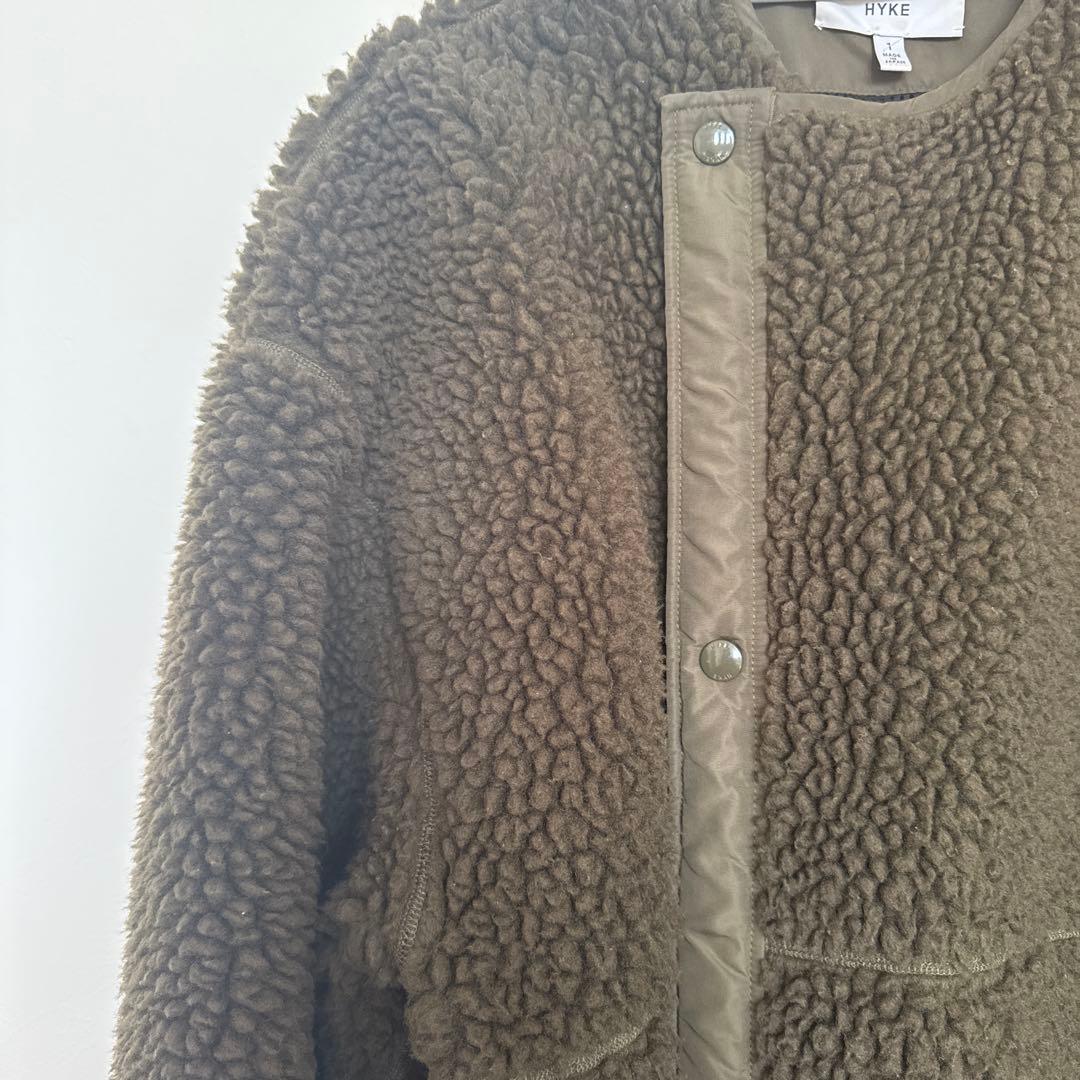 HYKE ボアロングコート サイズ1 オリーブ