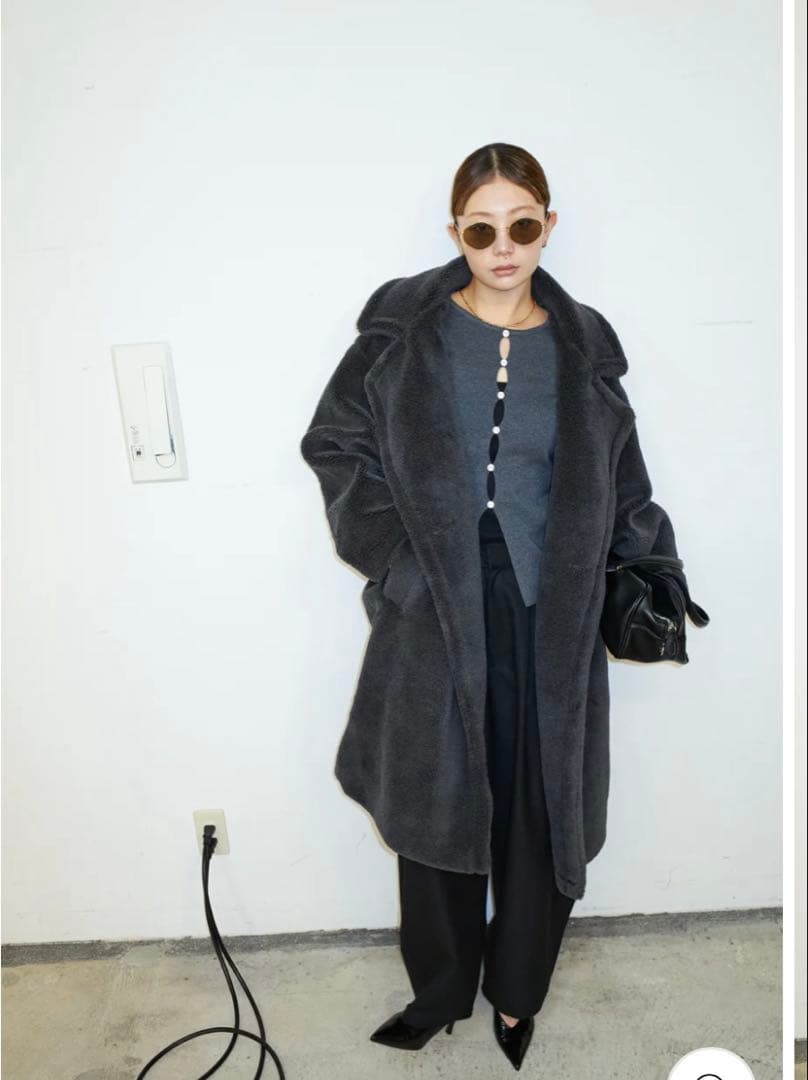 値下げ❗️IAM【イアム】テディロングコート ダークグレー