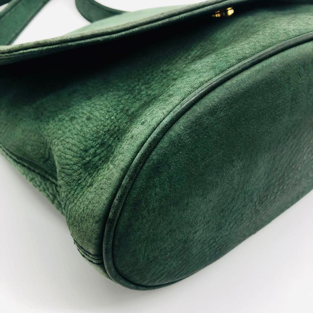 オールドコーチ　4935 ヌバックレザー　メッセンジャーバッグ　希少グリーン