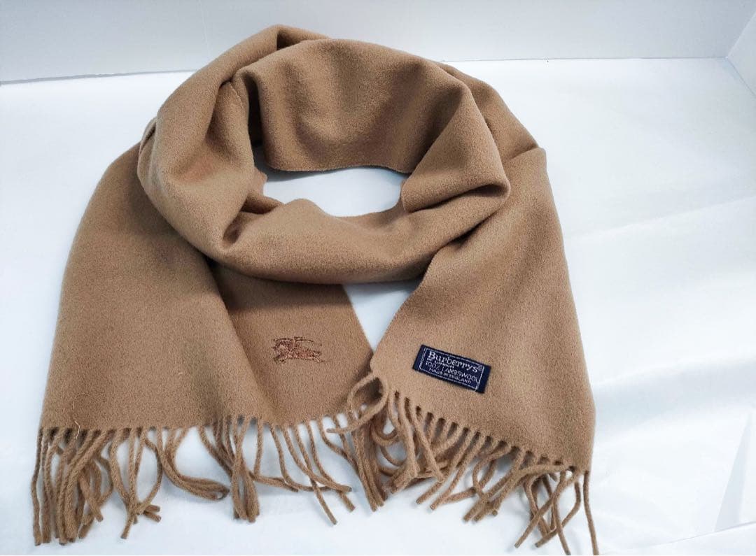 【極美品】BURBERRYバーバリー ラムウール100% マフラー無地2色セット