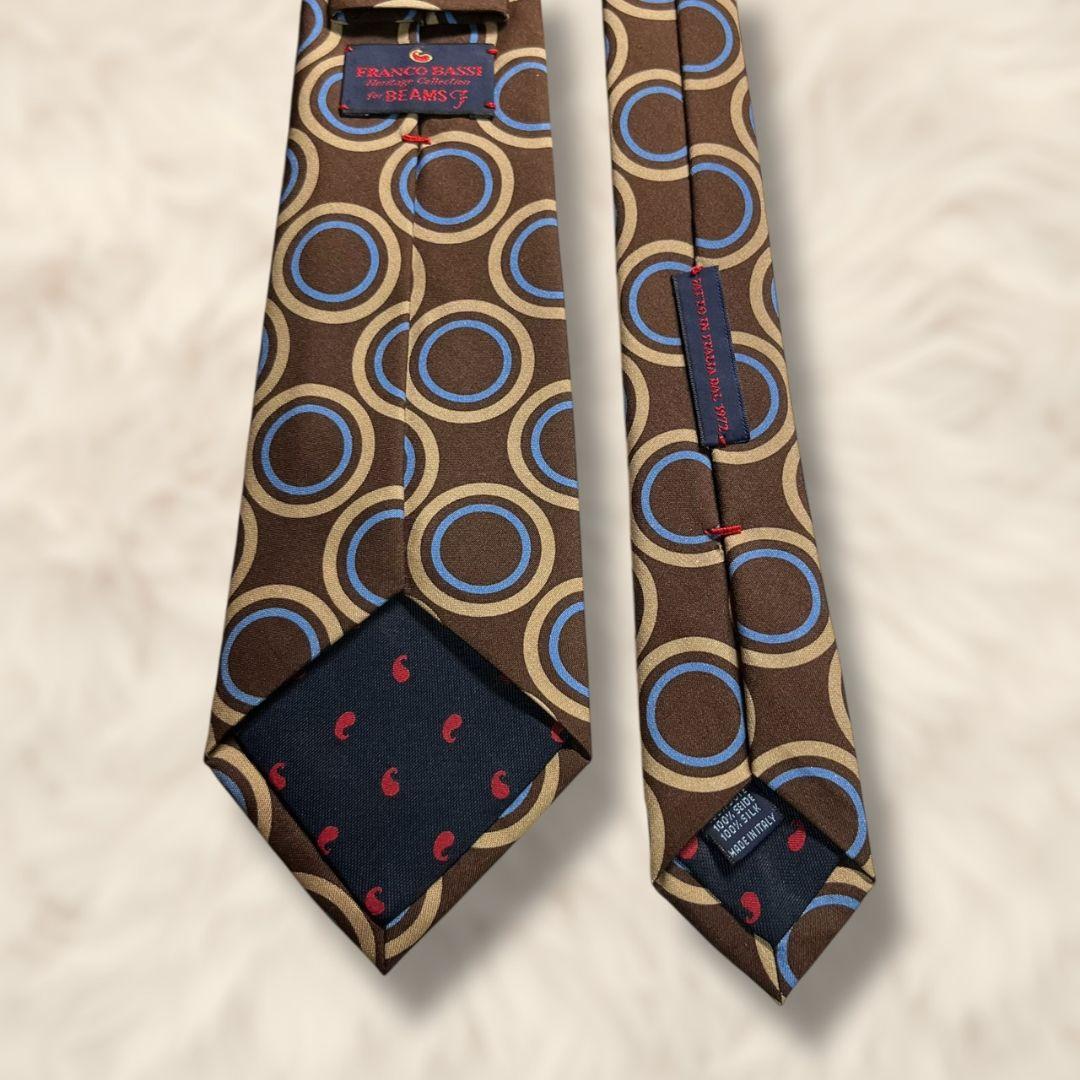 【未使用級✨】フランコバッシ ビームスエフ 水玉模様 ドット 茶薄褐水 伊国製