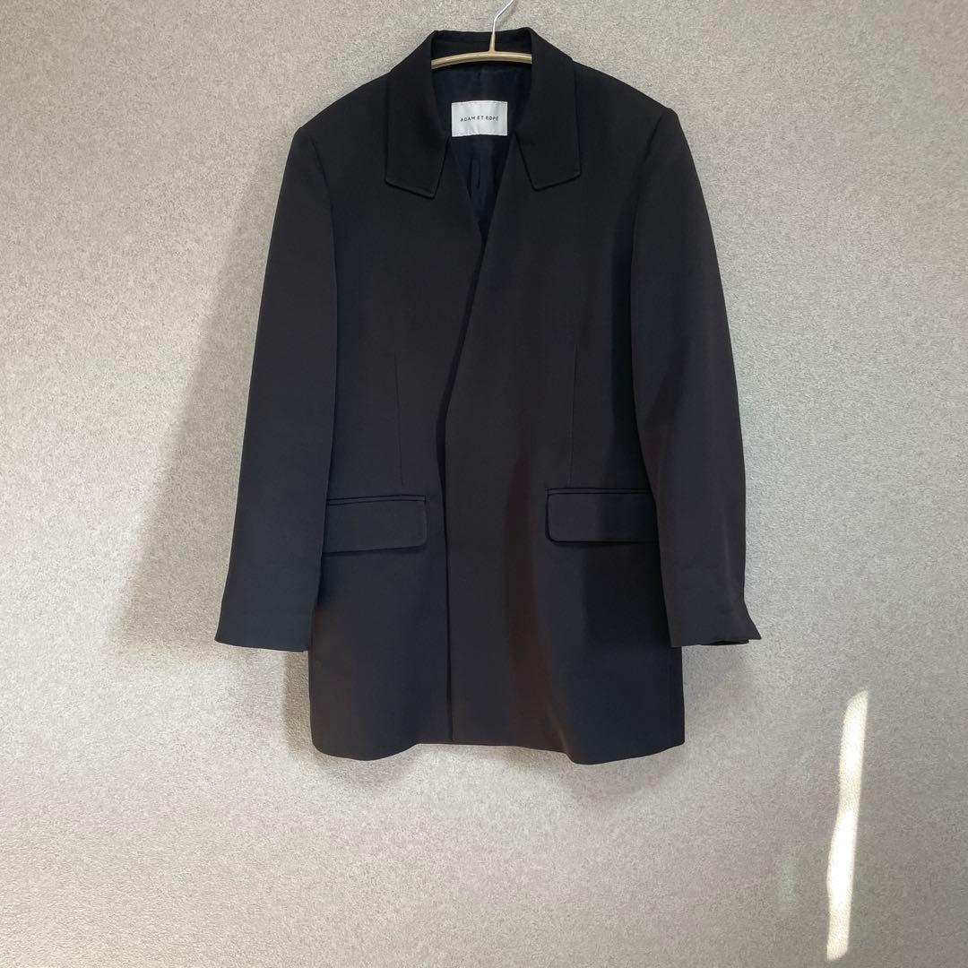 アダムエロペ　シェイプフォルムシングルジャケット　ノーカラージャケット