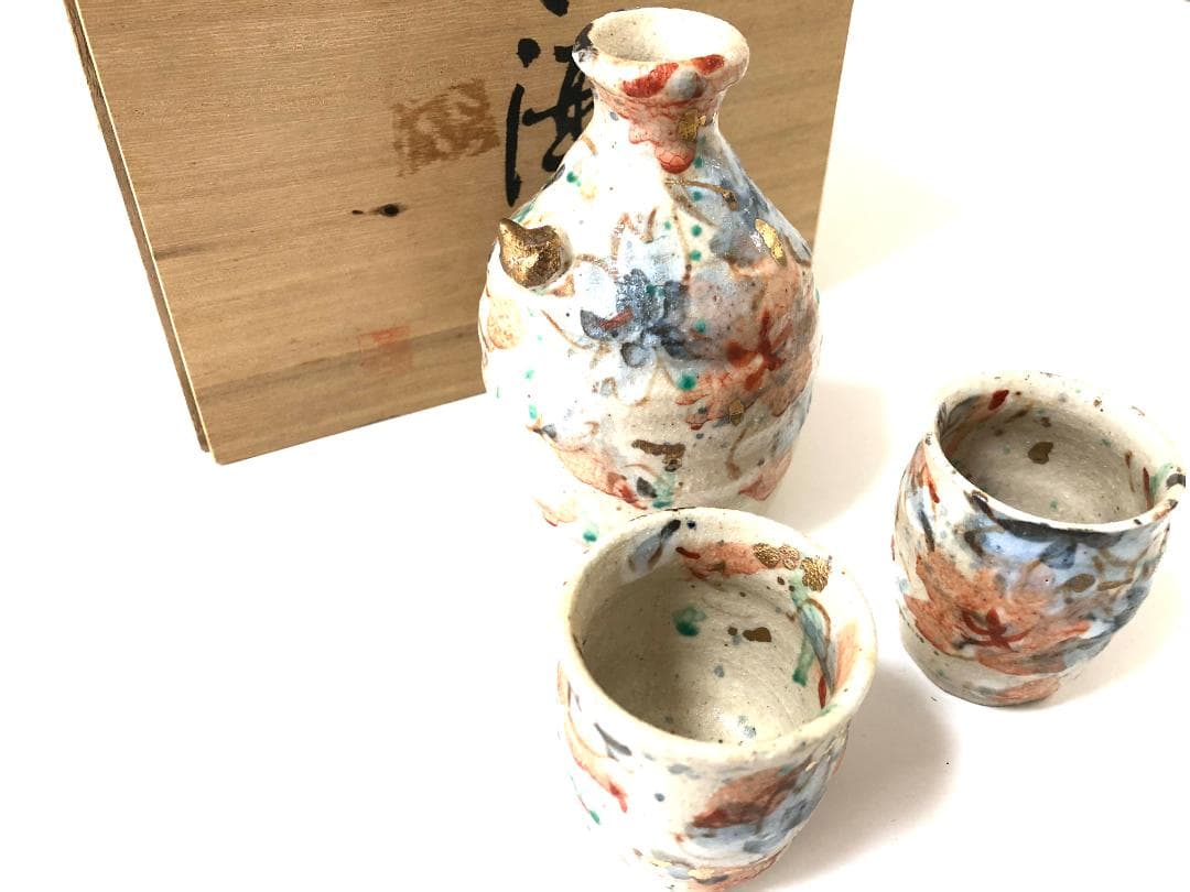 【大人気・作家】 和田一人 作品名「花吹雪」 酒器セット 半酒器 徳利 お猪口