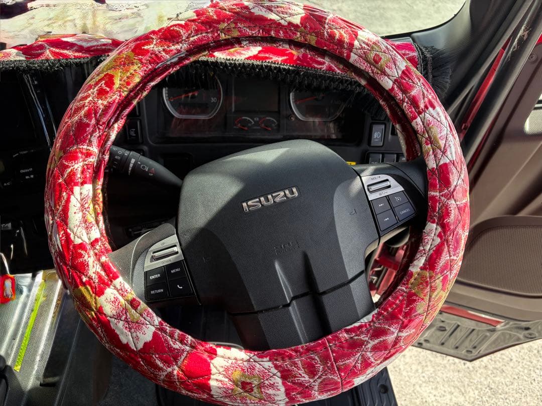 大花束 レッド 仮眠カーテン ハンドルカバー