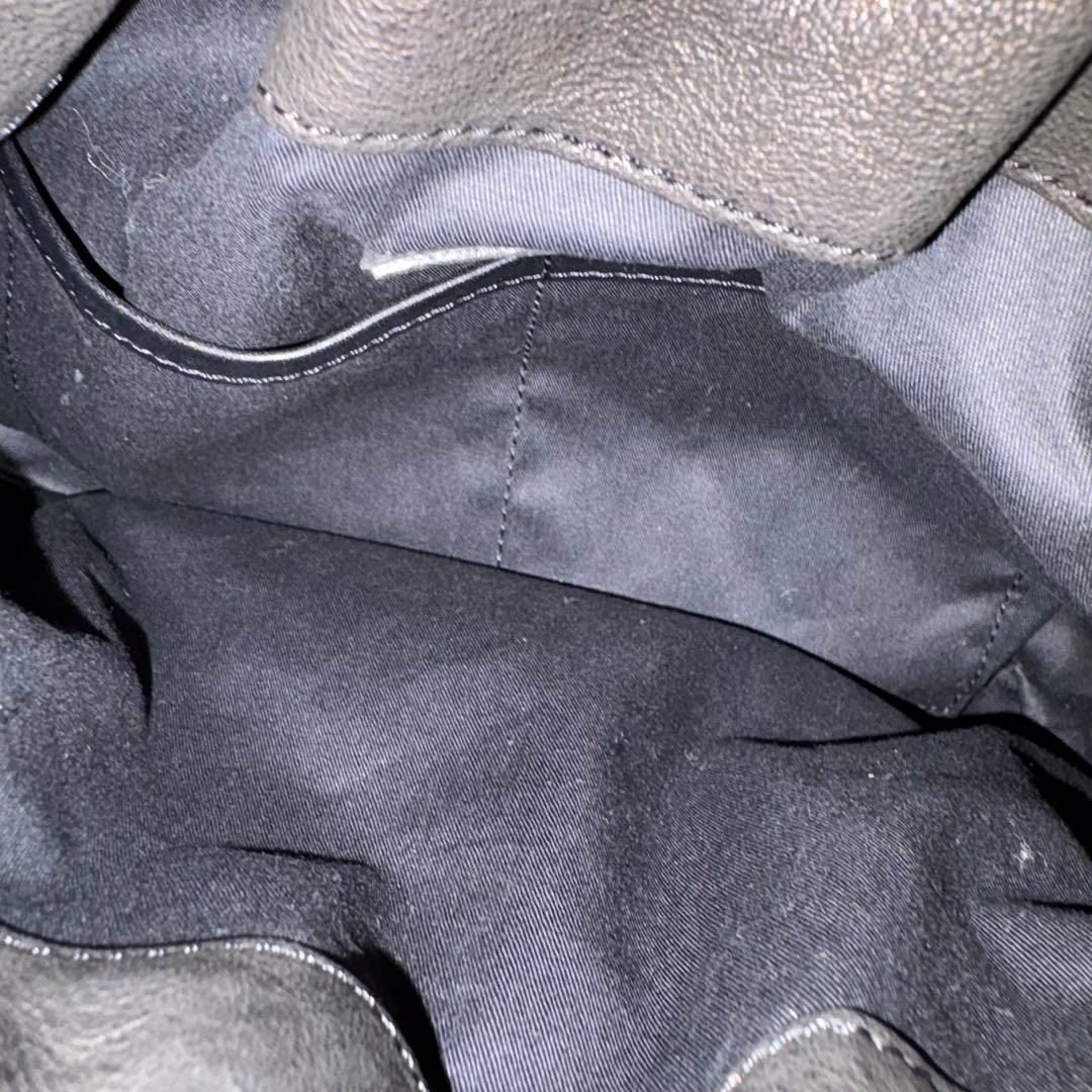 HERGOPOCH 巾着 ハンドバッグ レザー ブラック 革