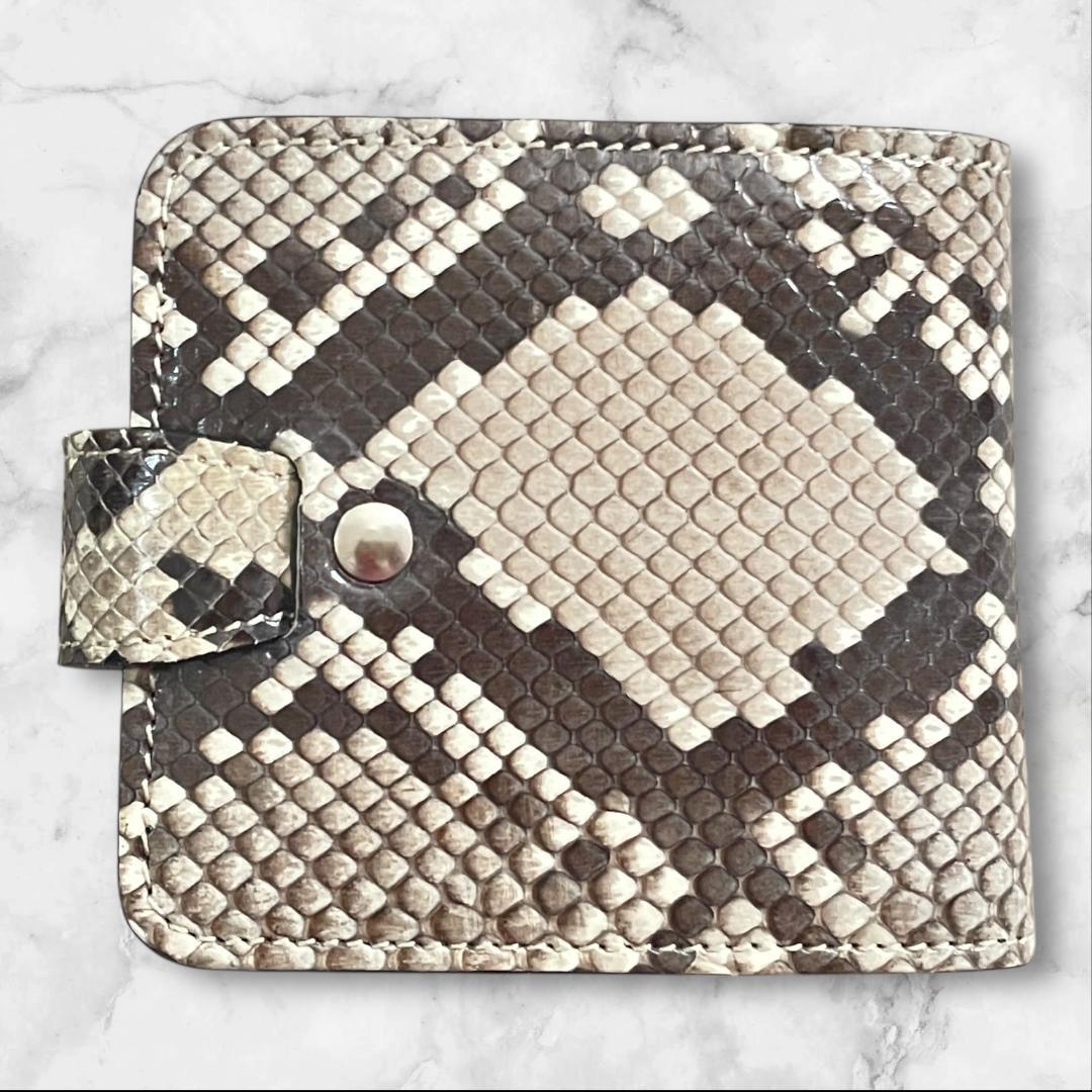 KC,s パイソン 二つ折り財布 バイソンコンチョ 本革 箱付