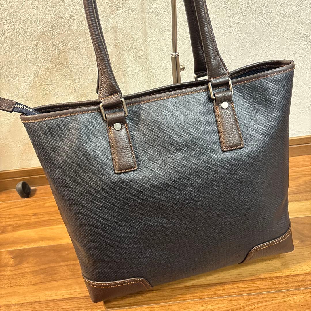 【新品☆未使用】松右衛門帆 ビジネストートバッグ オールレザー 大容量 ネイビー