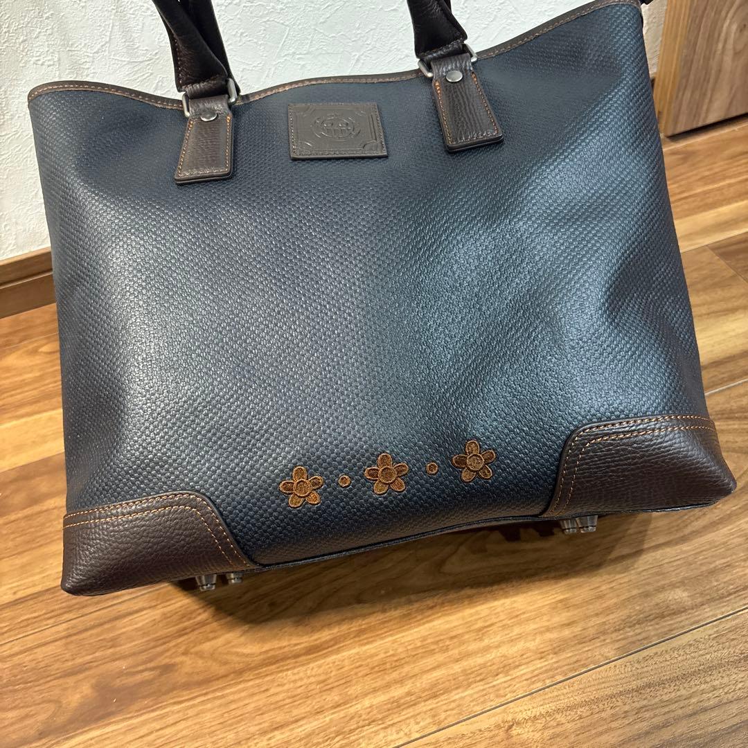 【新品☆未使用】松右衛門帆 ビジネストートバッグ オールレザー 大容量 ネイビー