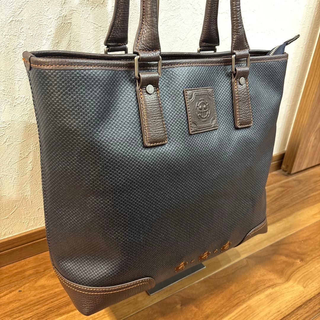 【新品☆未使用】松右衛門帆 ビジネストートバッグ オールレザー 大容量 ネイビー