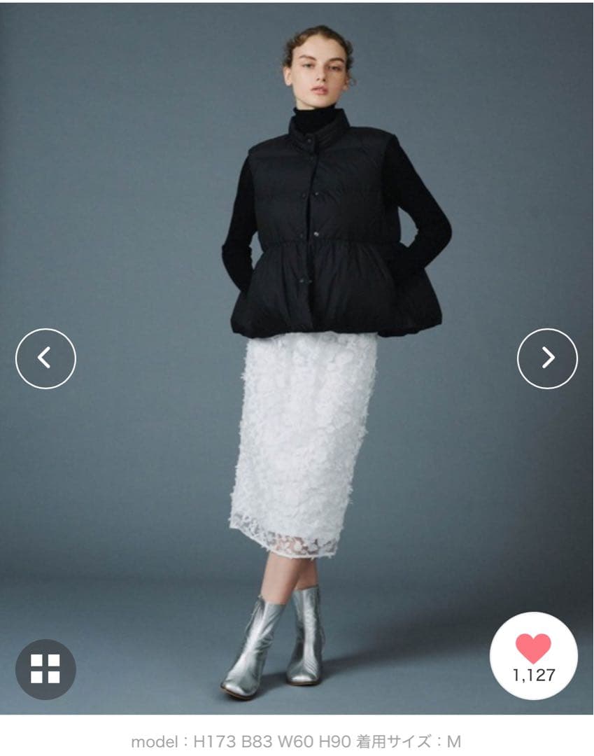 PaDD エストネーション　ペプラムダウンベスト　ジレ　ブラック　S