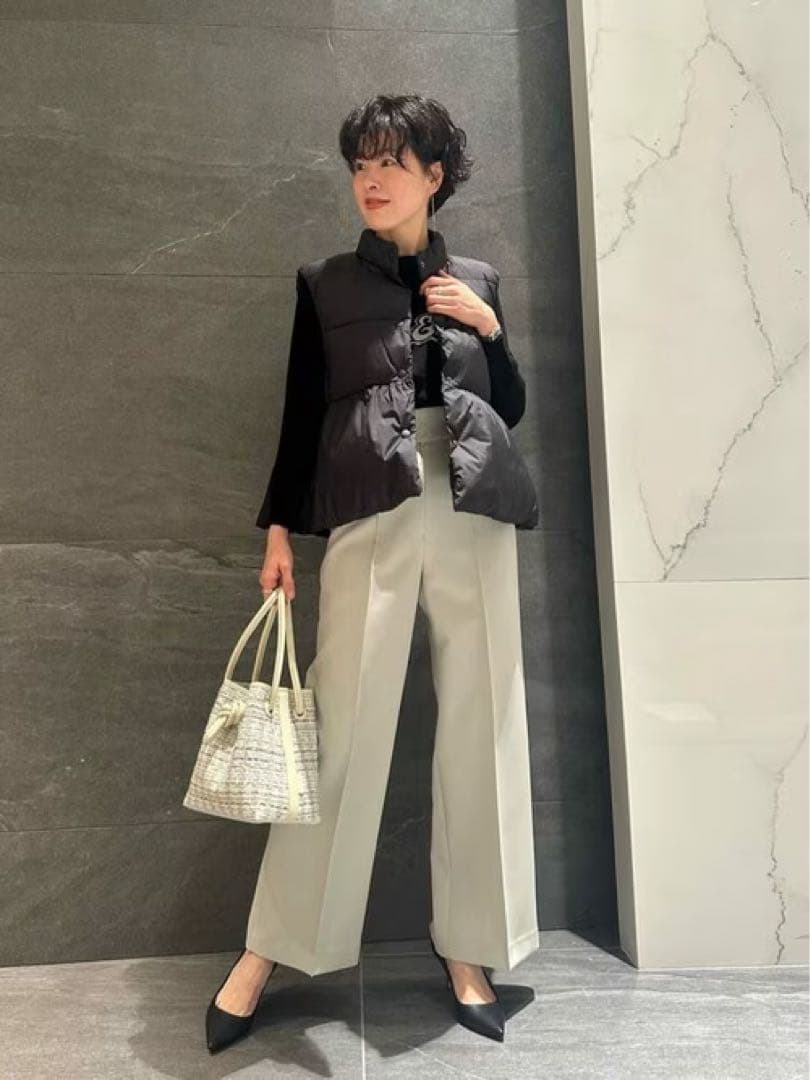 PaDD エストネーション　ペプラムダウンベスト　ジレ　ブラック　S