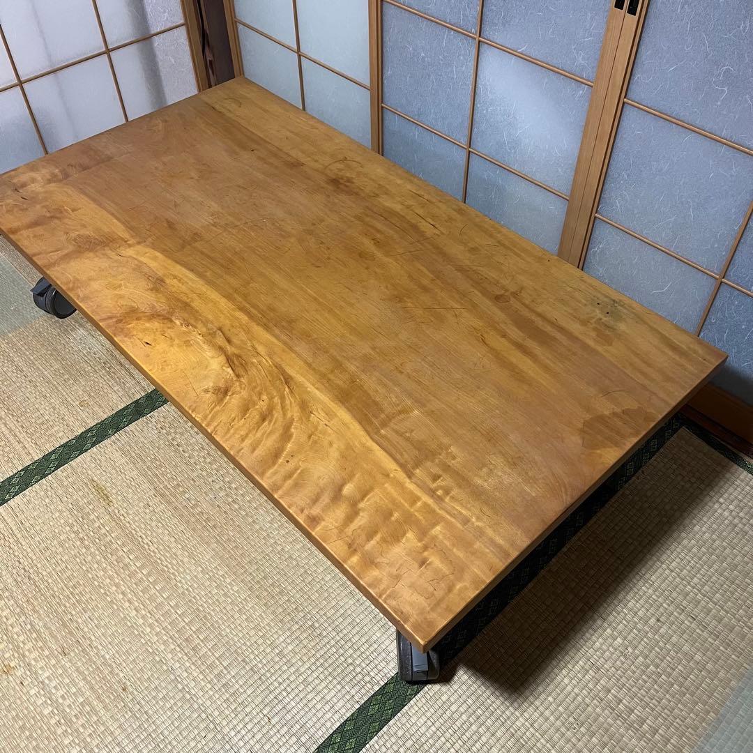 9/30まで掲載！　一枚板　ローテーブル　キャスターつき　コーヒーテーブル