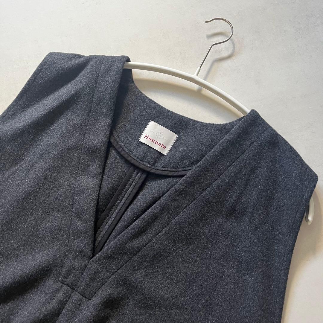 Honnete オネット スリーブレス ワイド V ドレス