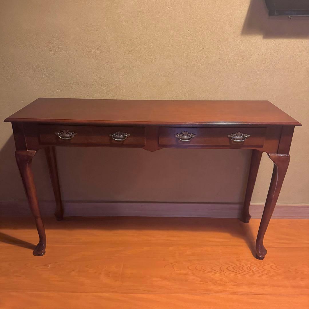 アンティーク　コンソールテーブル　引出し付き　猫脚