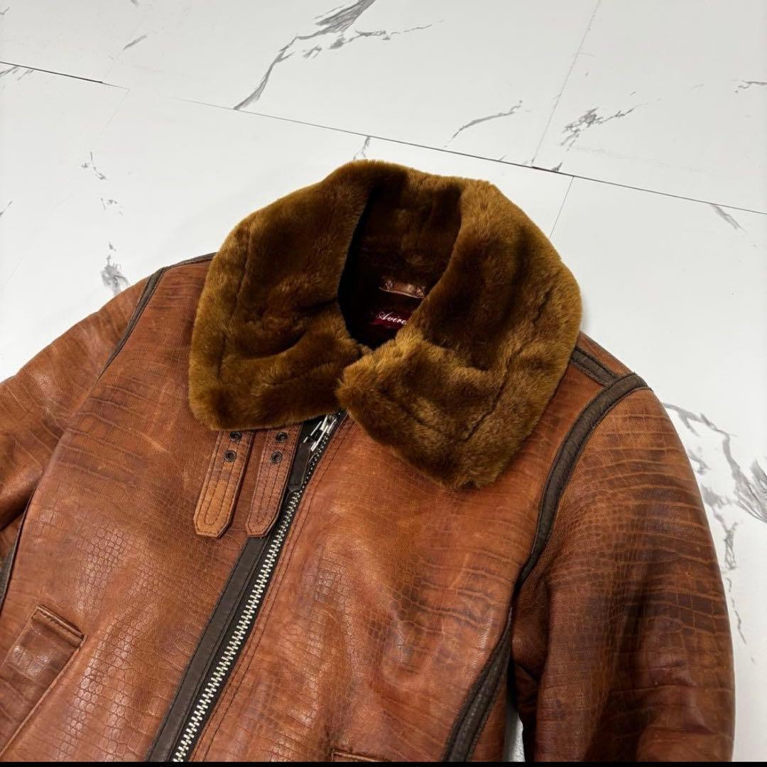 AVIREX✨激レア　B-1フライトジャケット　クロコ型押し　リアルムートン　M