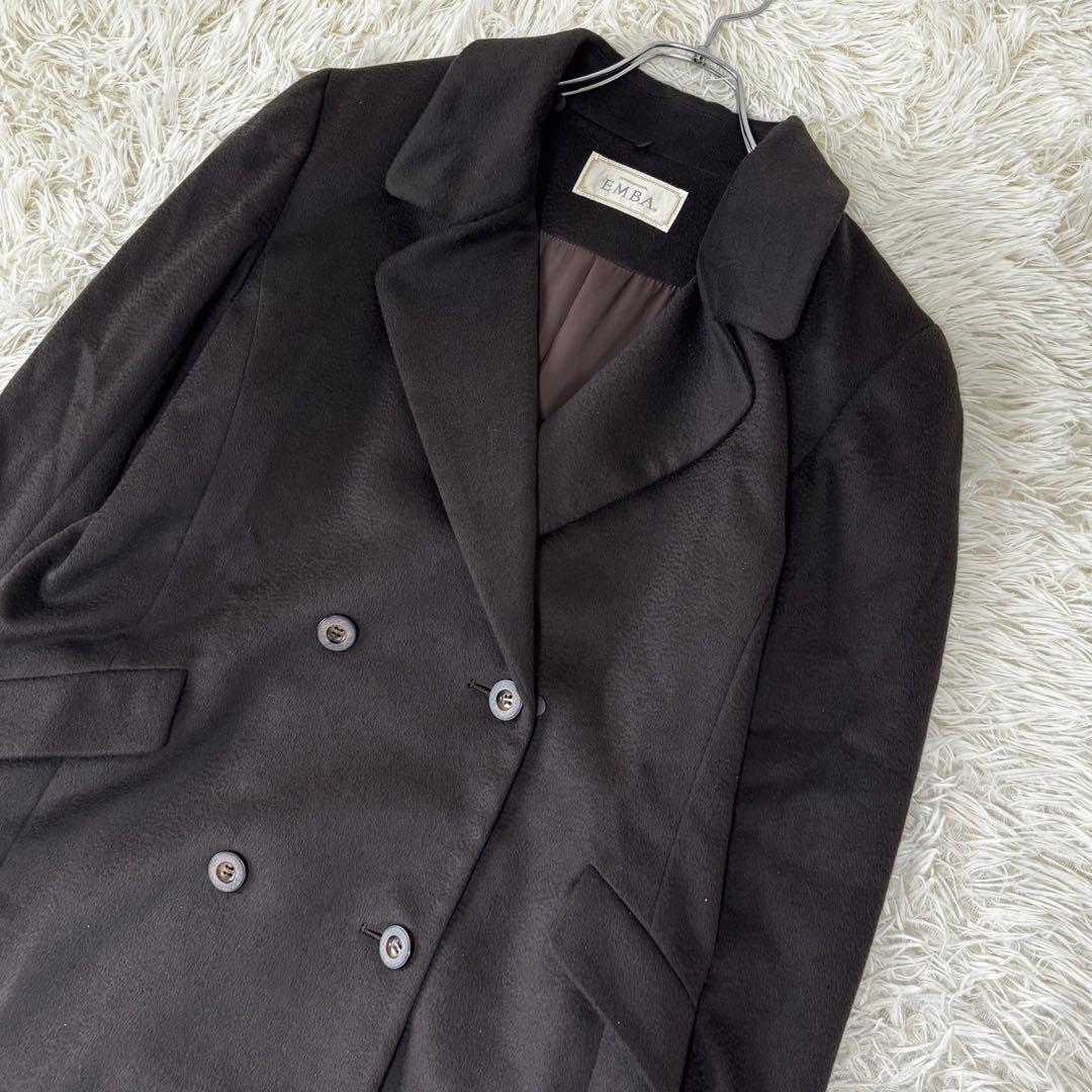 EMBA✨カシミヤ100% ダブルチェスターロングコート　コロンボ生地　ゆったり
