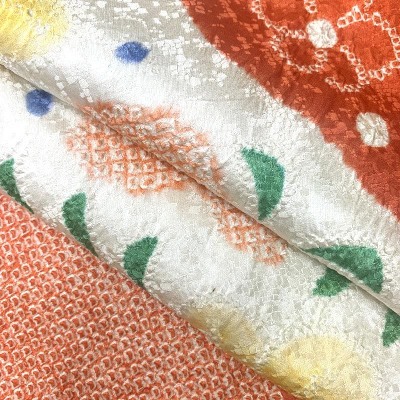 507ag49帯揚げ帯締めしごき□七五三 七歳 女児 着物&袋帯 絞染め