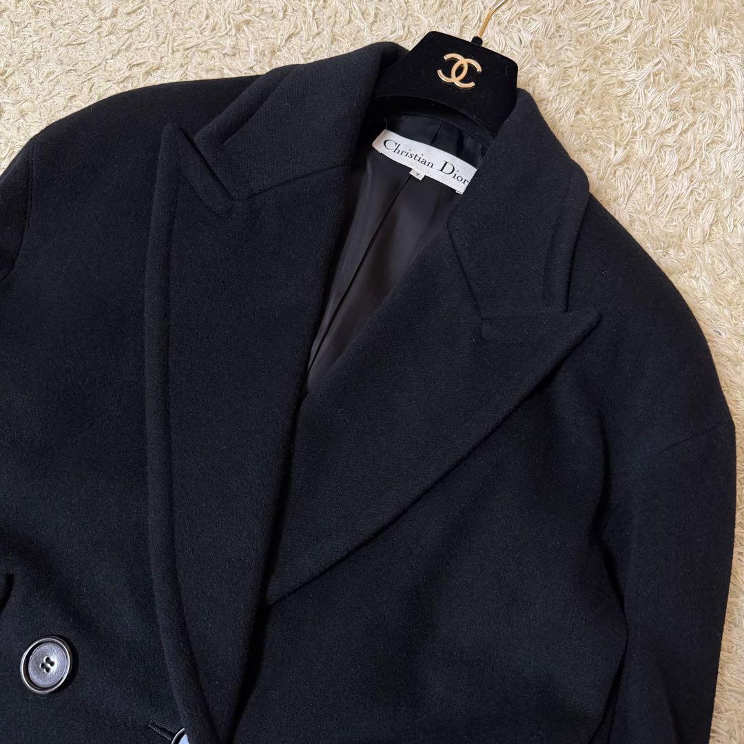☆極美品☆クリスチャンディオール　チェスターコート　カシミヤ　アンゴラ　黒　S