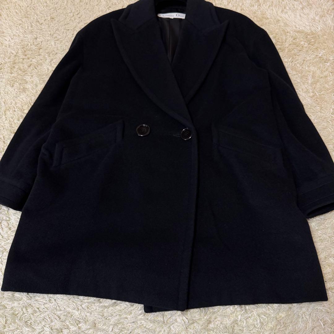 ☆極美品☆クリスチャンディオール　チェスターコート　カシミヤ　アンゴラ　黒　S