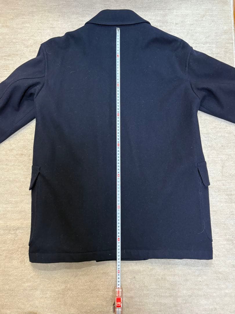 quadro ネイビー ダブルブレストピーコート