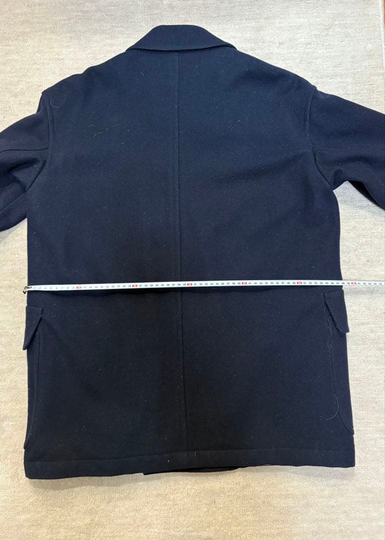 quadro ネイビー ダブルブレストピーコート