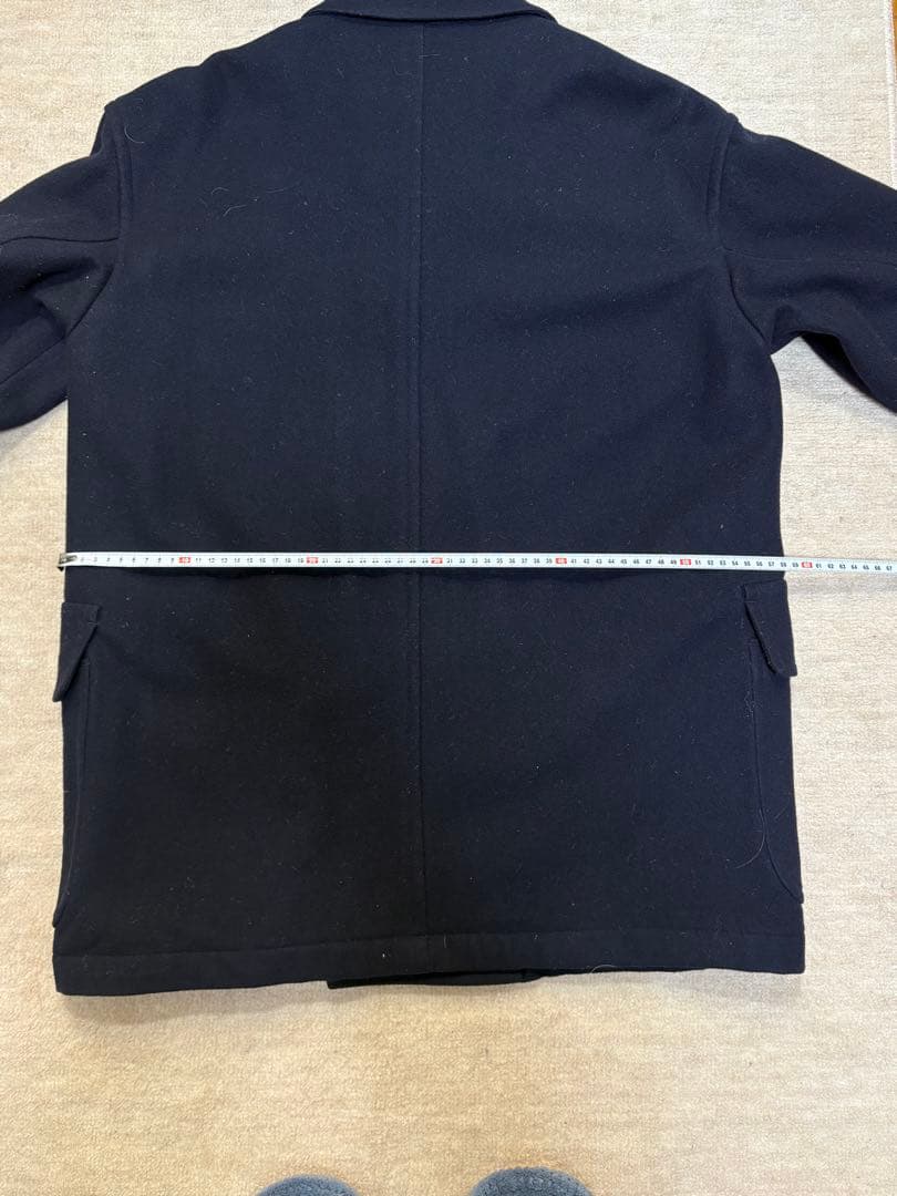 quadro ネイビー ダブルブレストピーコート