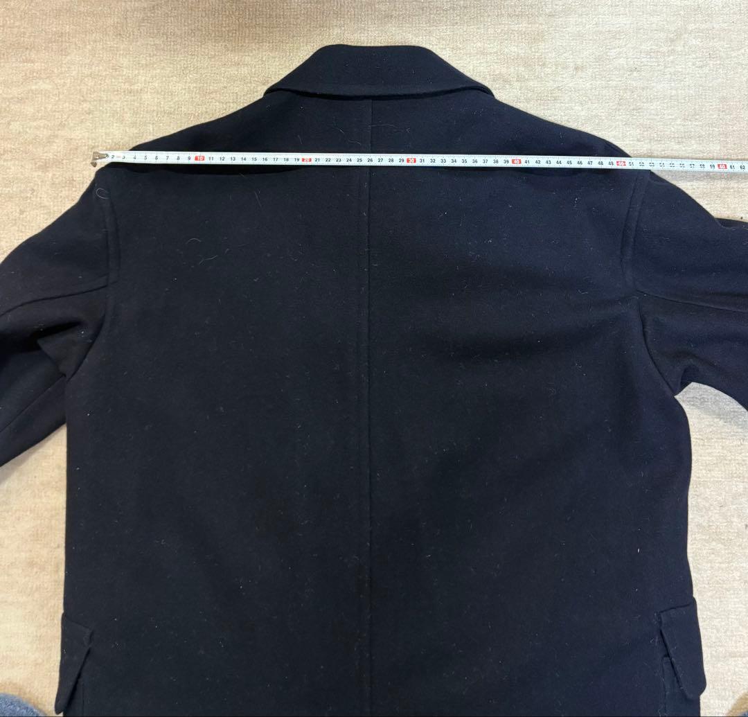 quadro ネイビー ダブルブレストピーコート