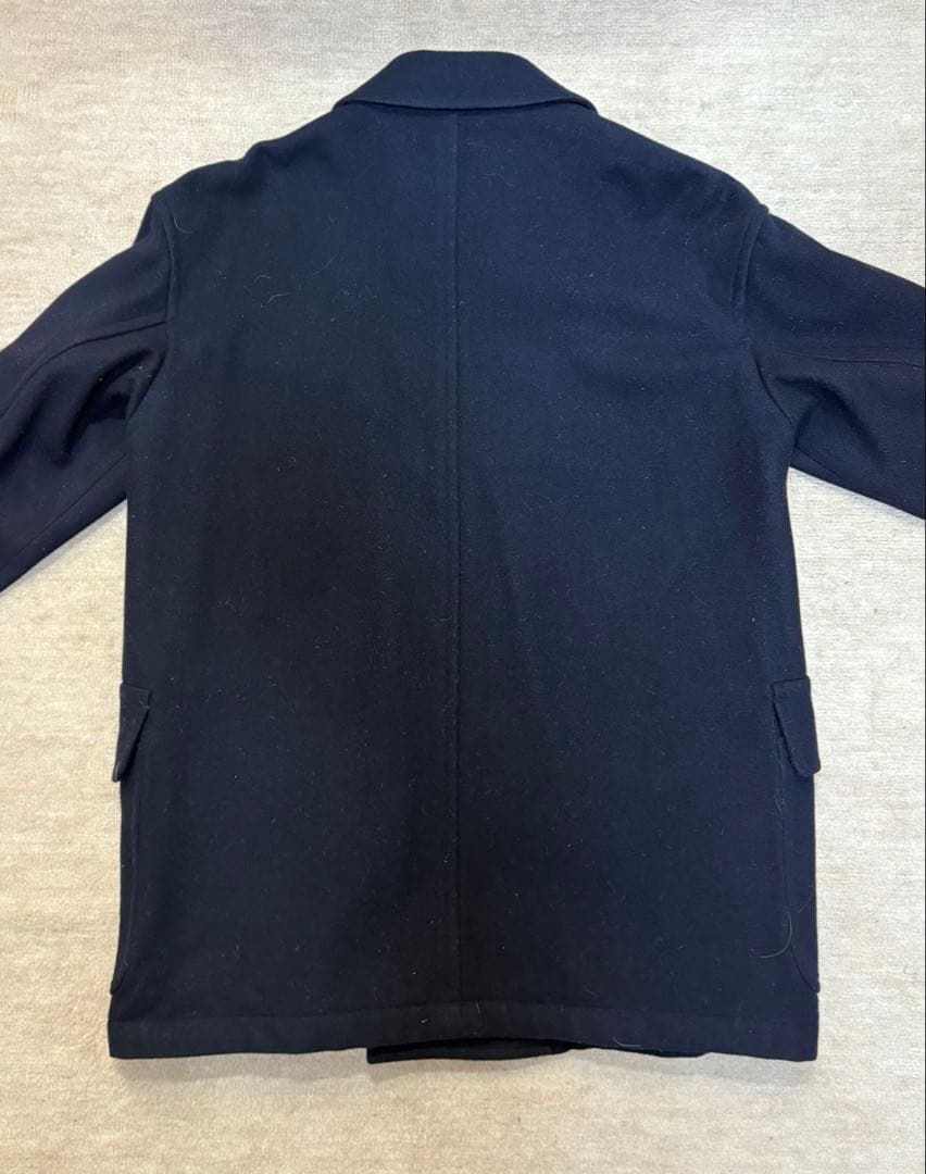 quadro ネイビー ダブルブレストピーコート
