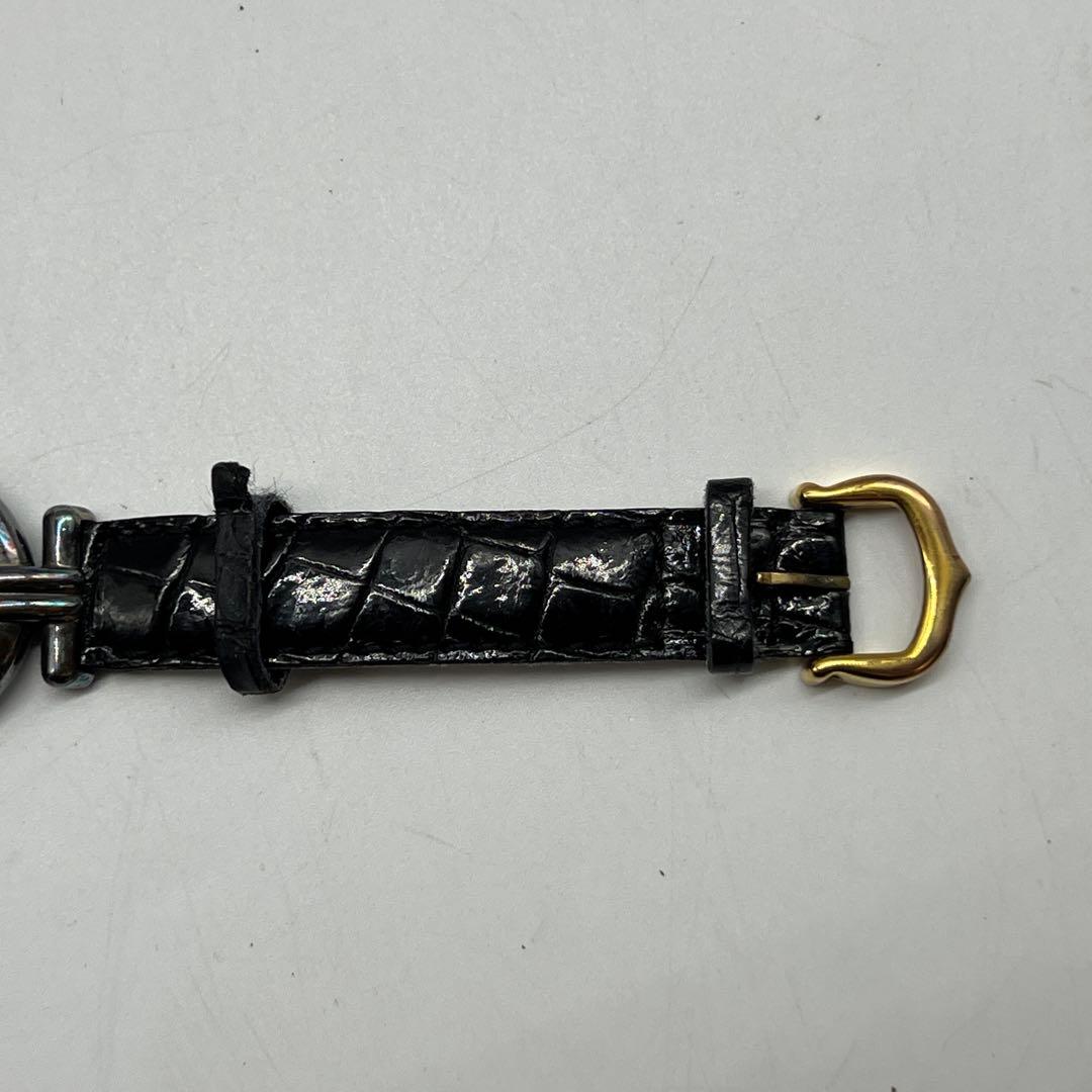 Cartier カルティエ 腕時計 黒文字盤 レザー 925 レディース 現状品