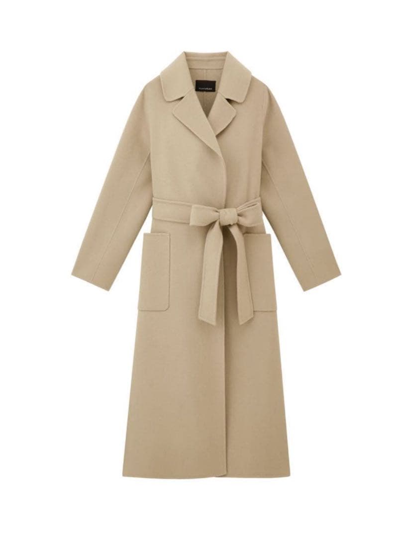 M-premierBLACK Super170's ベルテッドリバーコート　S