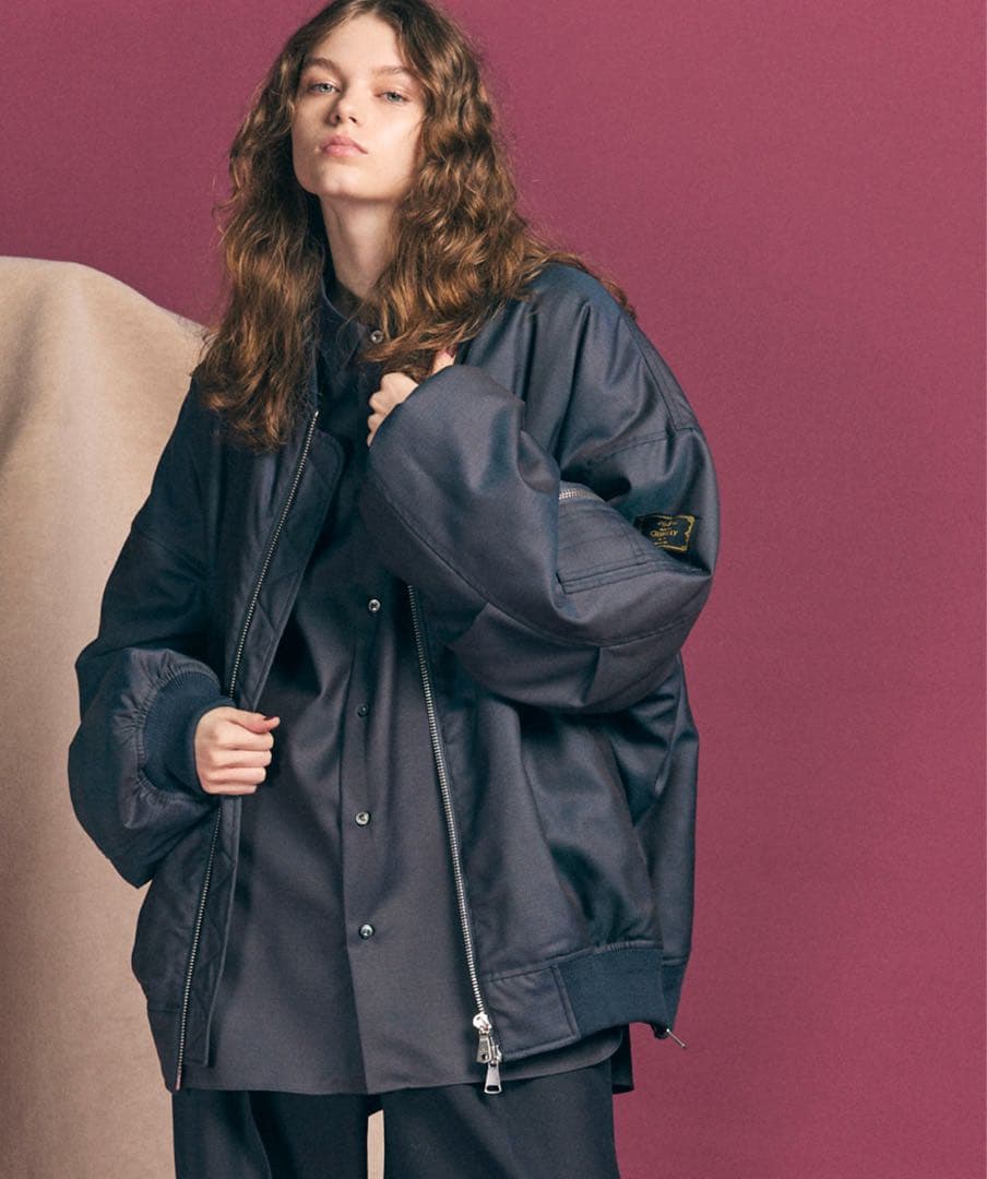 4色シャンブレーウォッシャブルウールプライムオーバーMA-1ボンバージャケット