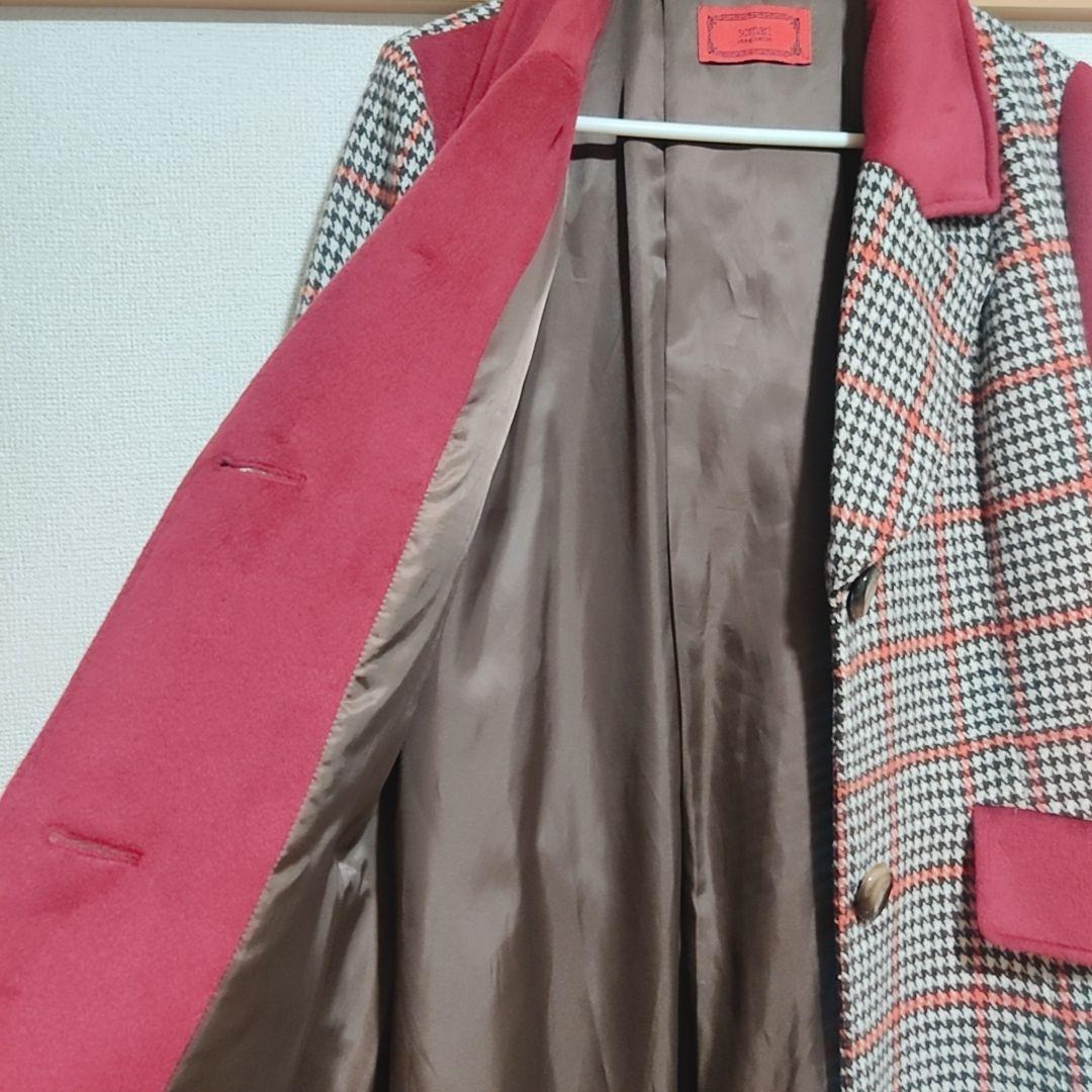 美品【somari】ソマリ 異素材 配色 チェスター コート オシャレウォーカー