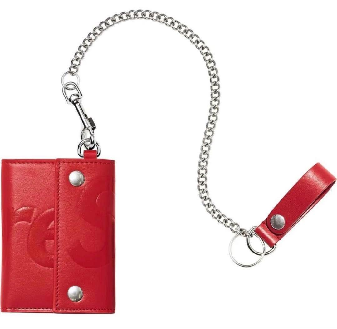 小物 Supreme Leather Chain Wallet Red