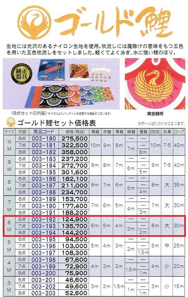 HM♪雲龍吹流し変更！●新品 黄金旭鯉 ６m６点セット 徳永鯉のぼり●