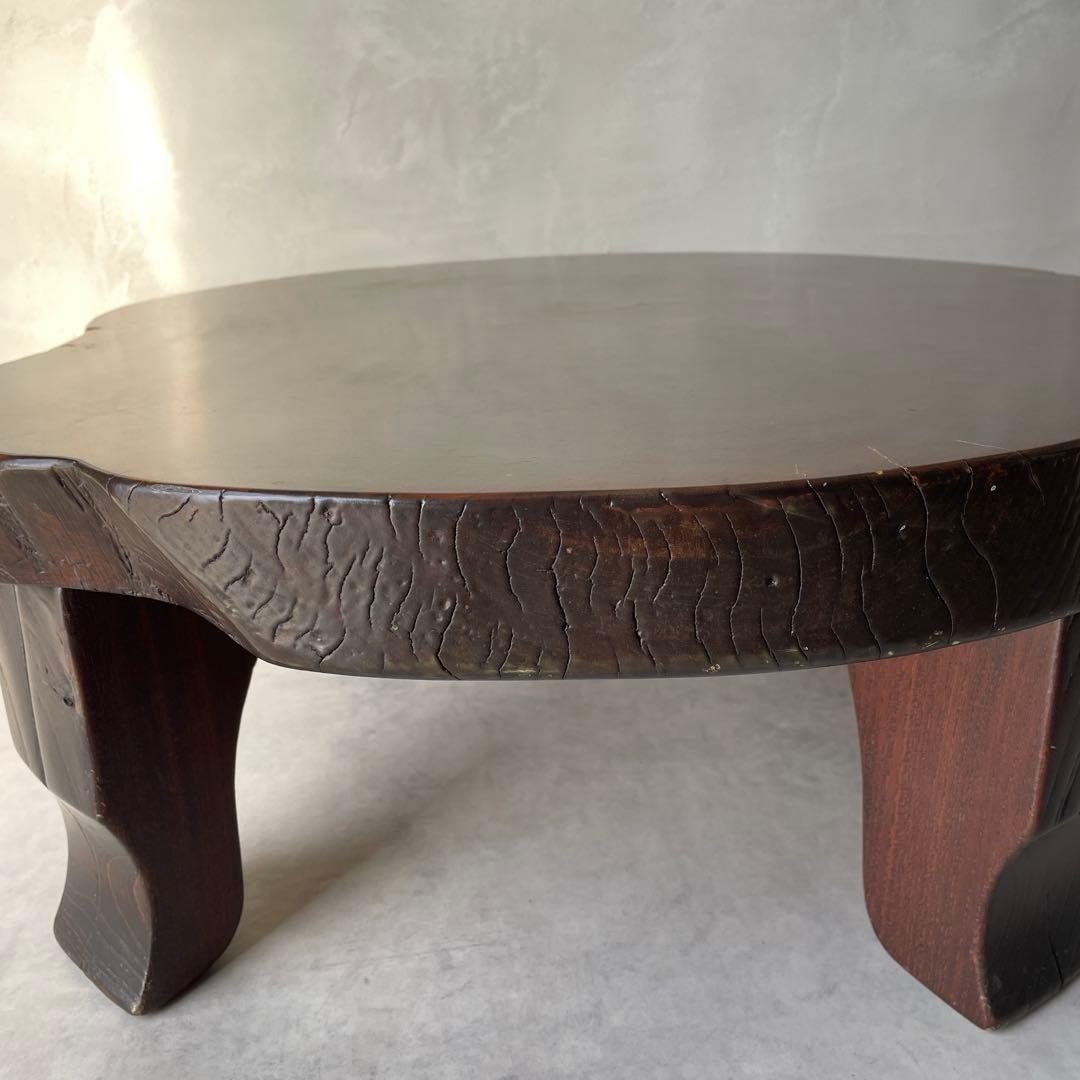 欅? 一枚板 銘木 楔打ほぞ 木製 ローテーブル ちゃぶ台