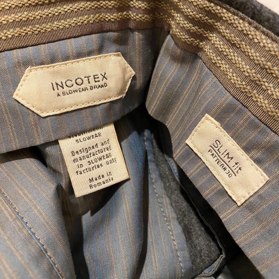 INCOTEX 1NT035 SLIM FIT フランネルパンツ size44