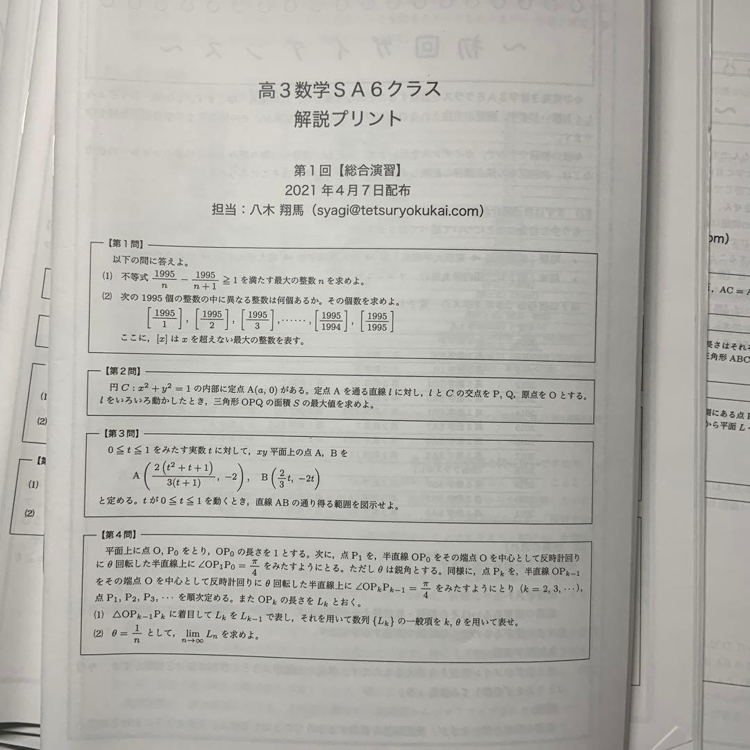 鉄緑会　高3 授業プリント　八木先生