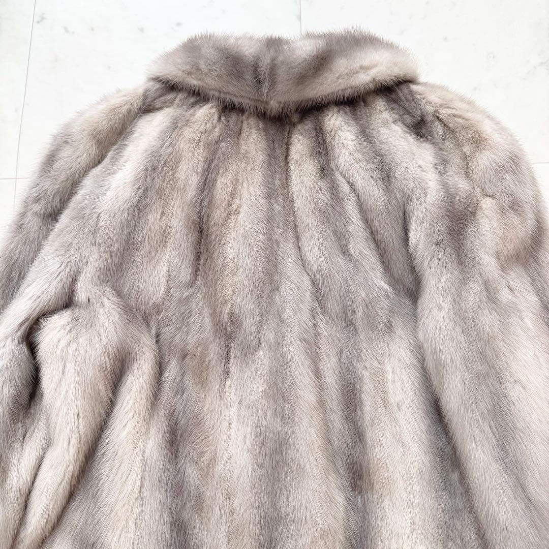 【美品】サファイアミンク ファー コート 毛皮 ミンク グレー シルバー