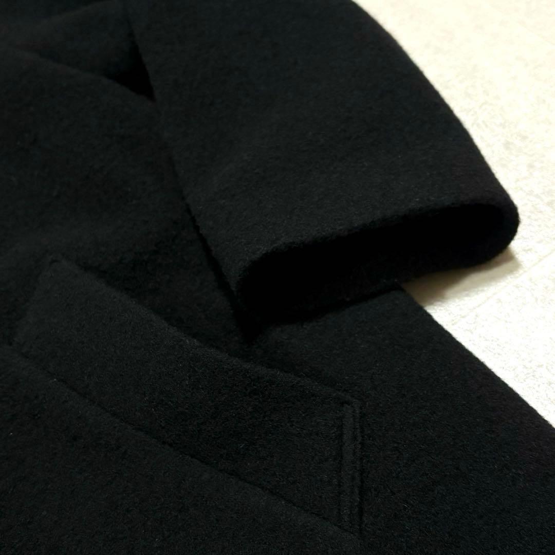 ミズイロインド　ウールブレンド　スタンドカラーコート　ロングコート　ブラック