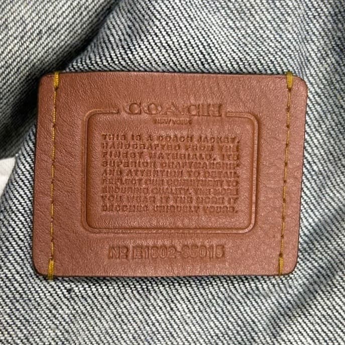 コーチ COACH デニムジャケット レディース 刺繍ロゴ レザー S ブルー