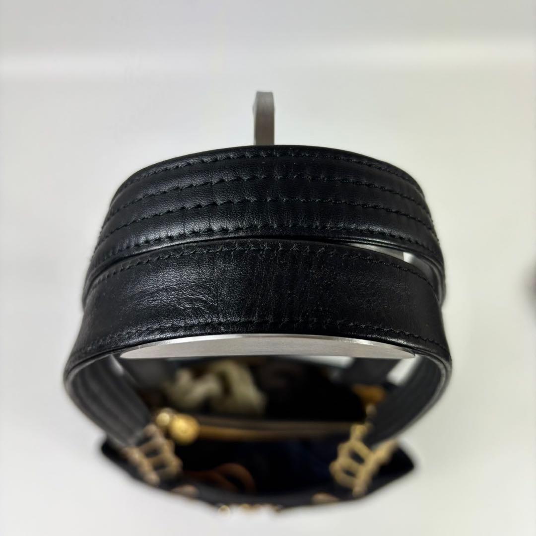 VERSACE サンバースト ナイロン レザー トートバッグ 肩掛け 黒色